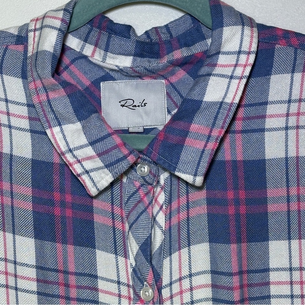 Rails Classic Plaid in Blue Pink White Button Down Long Sleeve Shirt Size XXL - Picture 2 of 8
